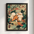 Framed Arcanine 1 illustration poster with orange and cream Pokémon in dynamic Japanese-inspired style