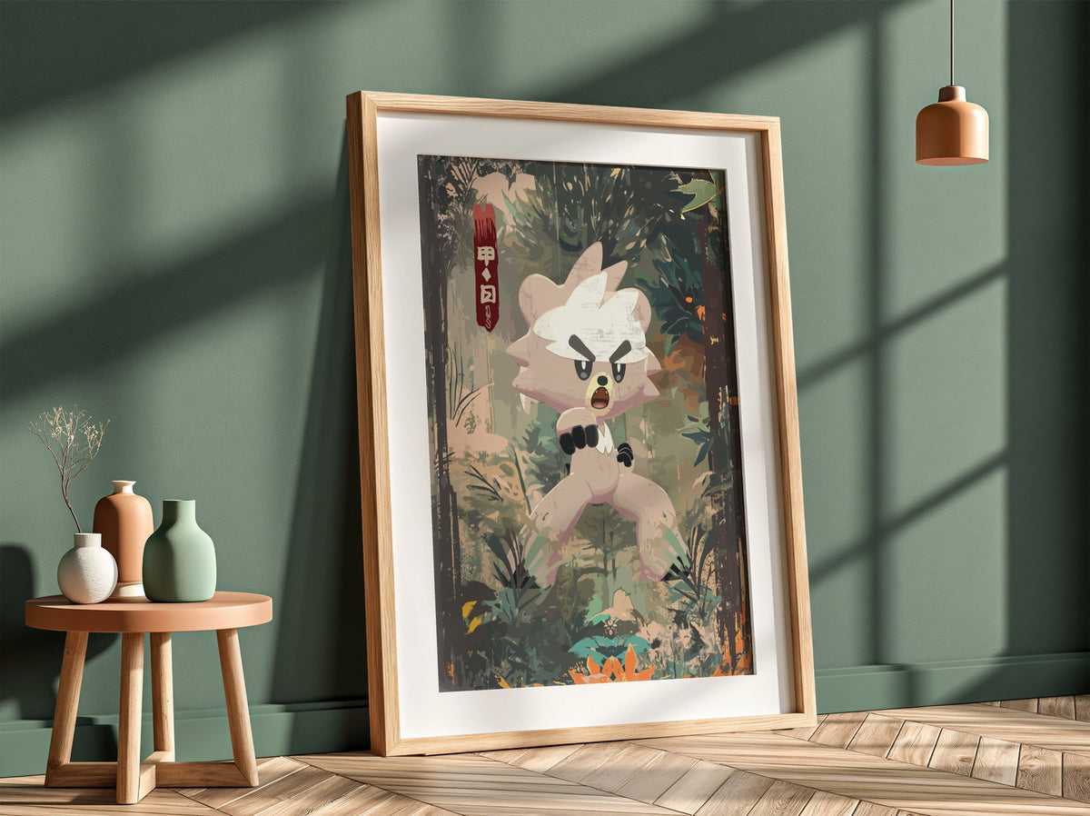 Kubfu character poster with earthy green forest background and dynamic martial arts pose