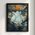 Poster of Regice crystal figure with icy blues and amber swirling cosmic background