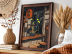 Poster featuring Umbreon Pokémon eating ramen in warm, dark Japanese street style setting