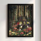 Poster of Zygarde in a stylized forest scene with green, brown, and red colors